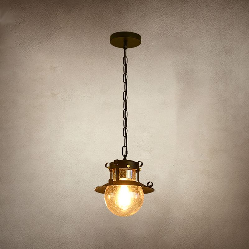 In stile industriale a forma di globo vetro leggero 1 lampada appesa alla luce in chiaro