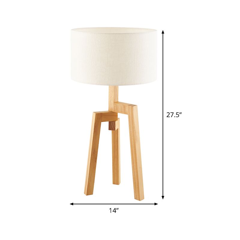 1 Bulb Bedside Task Lighting Modern White Night Table Lamp with Drum Fabric Shade