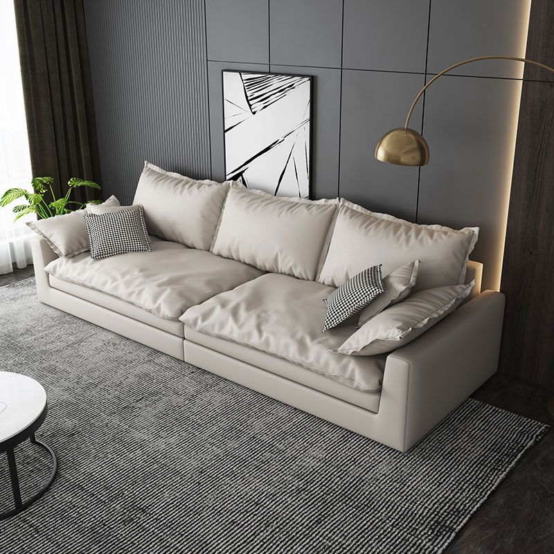 29.53" H Faux Leather Square Arm Modern Sofa with Cushions for Living Room