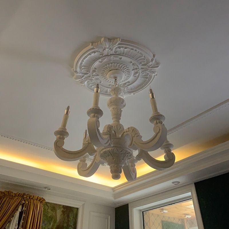 Solid Wood Candelabra Chandelier Vintage Country Style Parlor Pendant Light