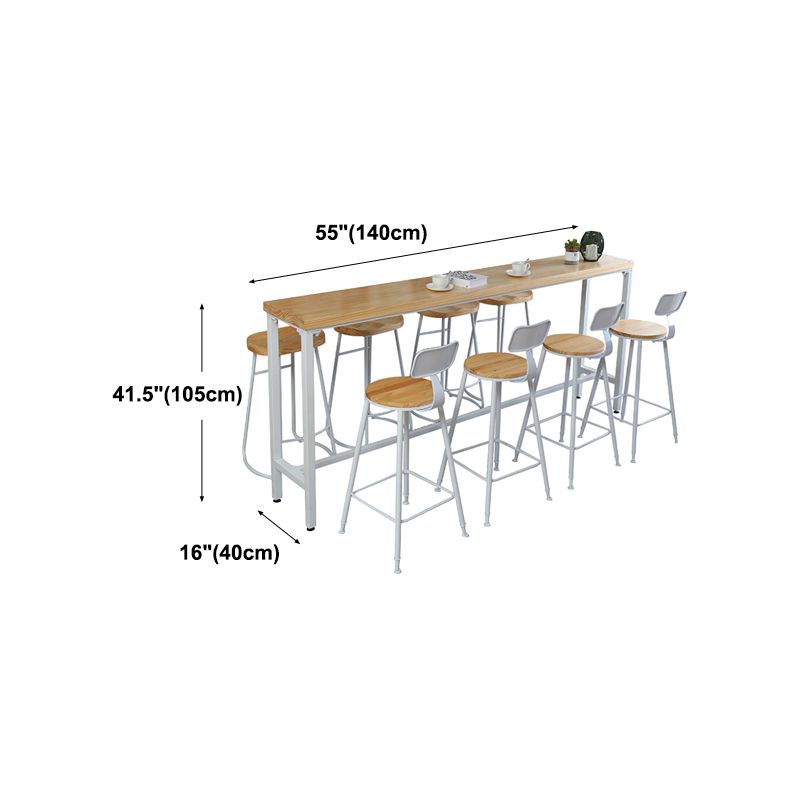 Wood Pub Table Natural Modern Footrest Trestle Pub Height Dining Table (only table)
