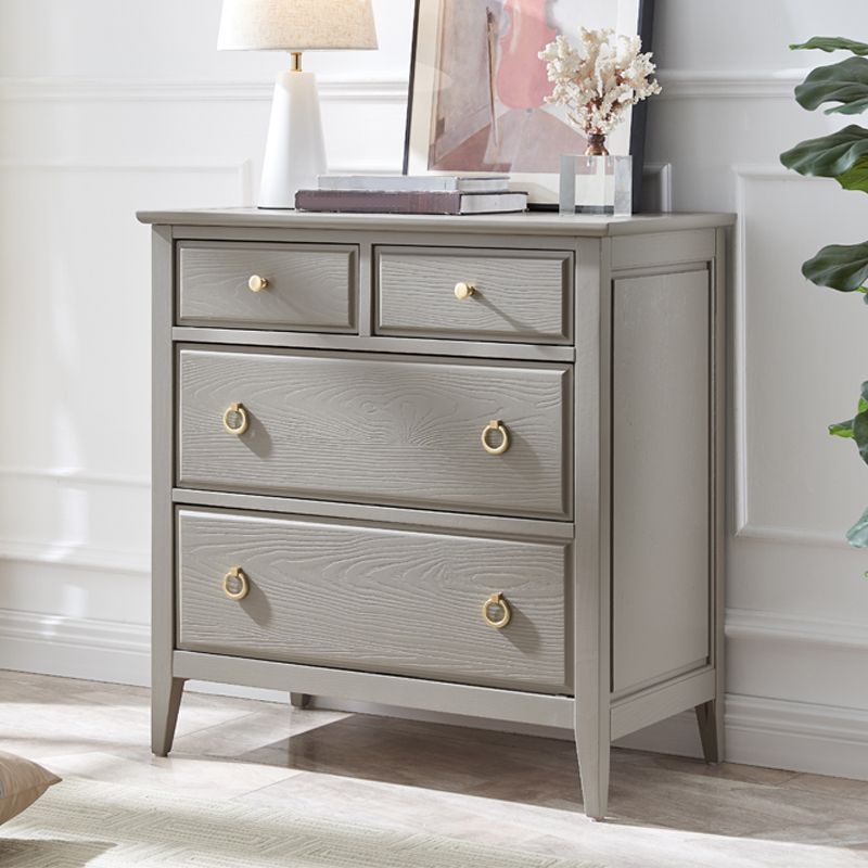 32.67" Tall 4 - Drawer Accent Chest Solid Wood Grey/Brown Chest