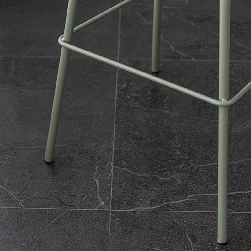 Rectangular Modern Plastic Bar Stool Backrest Footrest Counter Stool with Iron Legs