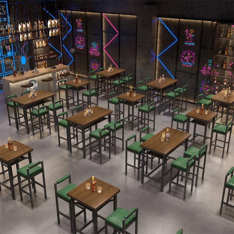 Modern 1/2/5 Pieces Bar Table Set Pine Wood Counter Table with High Stools