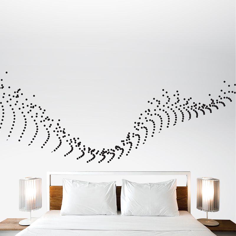Minimalist Dotted Backbone Pattern Mural for Bedroom Custom Wall Art in Black-White