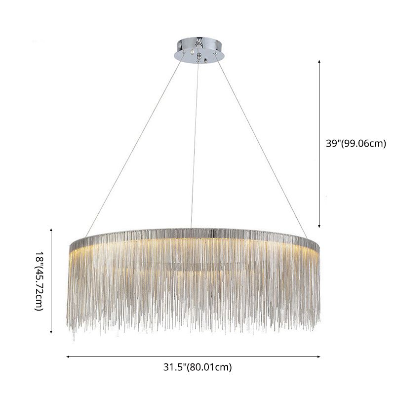 Round Metal Suspended Lighting Fixture Modern Style LED Chandelier Pendant Light