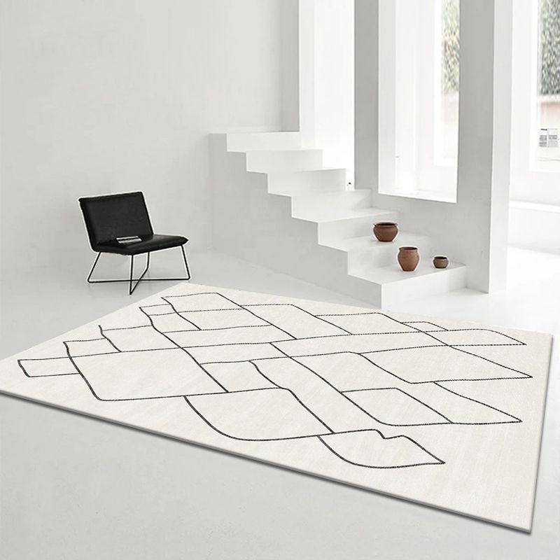 Apricot Modern Rug Blended Line Rug Non-Slip Backing Rug for Drawing Room
