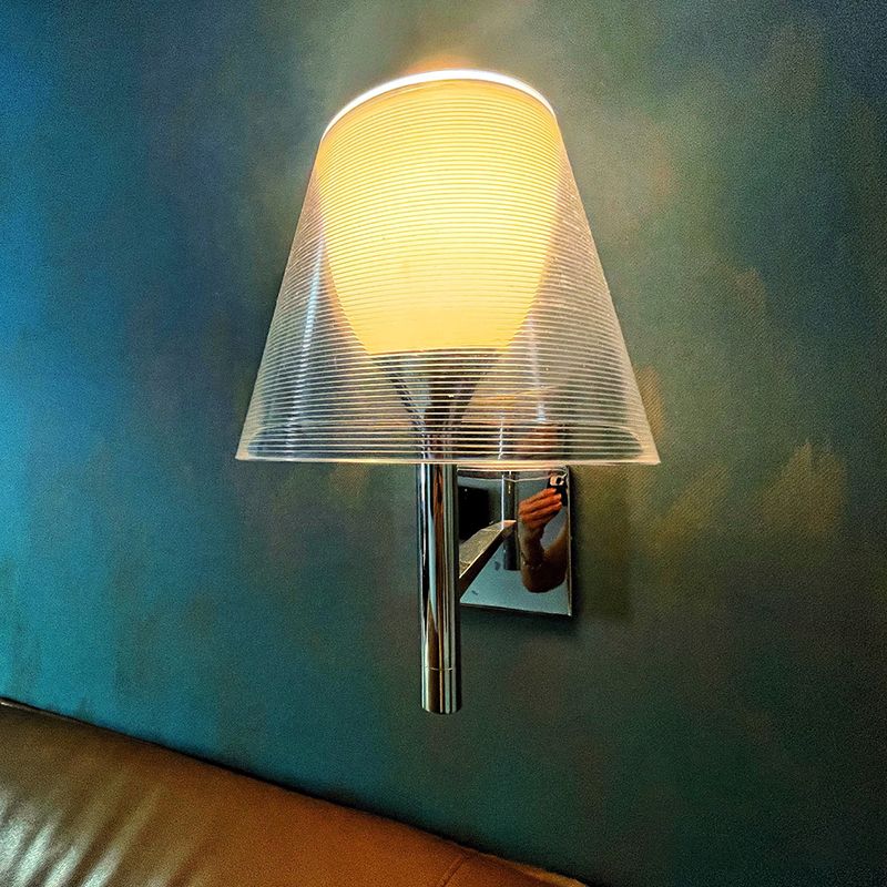 Acrylic Shade Wall Armed Sconce Minimalist 1 - Light Wall Light Fixture in Chrome Finish