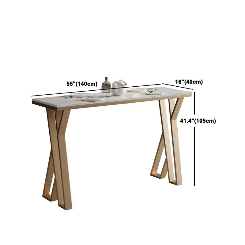 1/5 Pieces Glam Iron Bar Table Set Rectangle Bistro Set with White Faux Marble Top