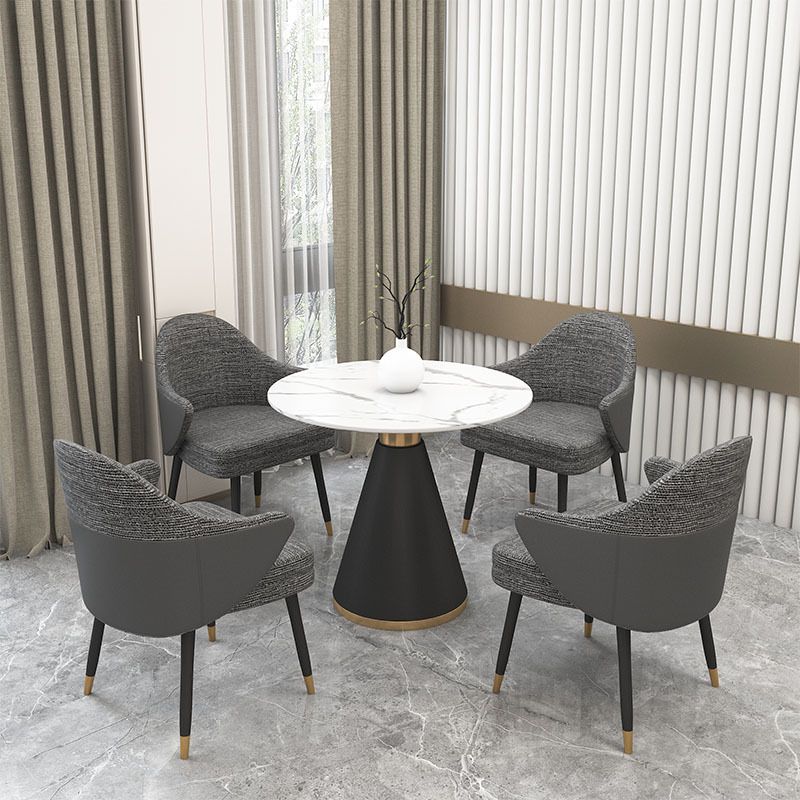 Modern Stone Dining Set 1/2/5 Pieces Round Dining Table Set with Padded Chairs