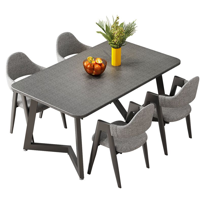Standard Wood Dining Table with 2 Black Metallic Legs for Dining Furniture