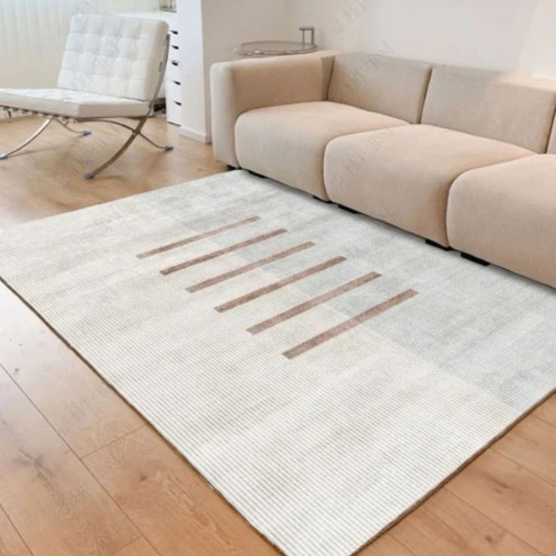 Khaki Modern Area Carpet Geometric Pattern Polyester Area Rug Non-slip Backing Rug for Living Room