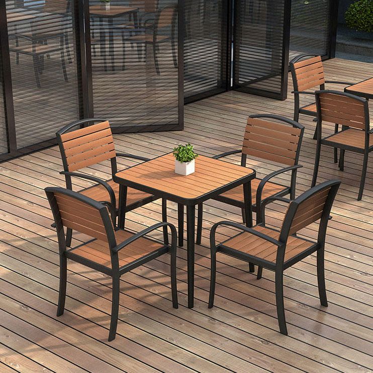 Industrial 1/5/7 Pieces Metal Dining Set Reclaimed Wood Table Set for Outdoor