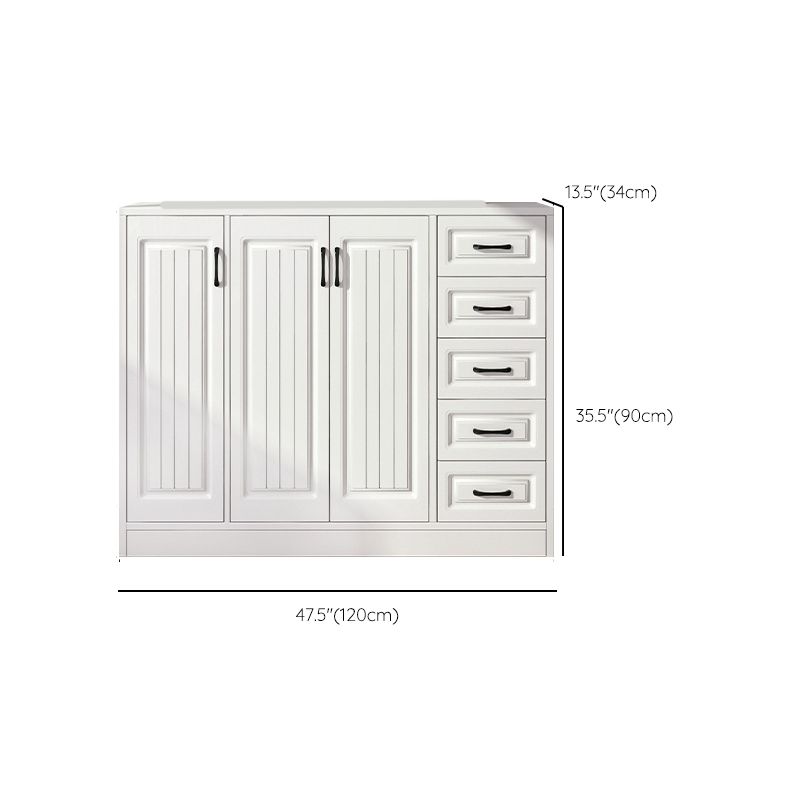 White Engineered Wood Dining Server Modern Buffet Server with Drawers