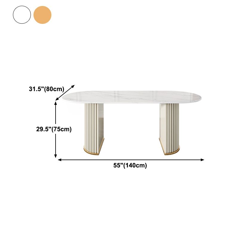 Mesa de comedor de lujo de doble pedestal oval