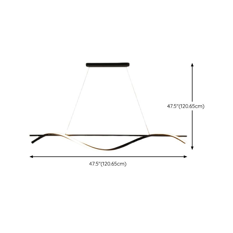 Metal Linear Pendant Light Kit Modern 1 Light Island Lights in Black