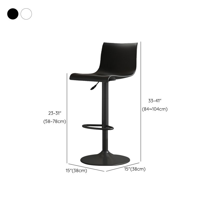 Modern Adjustable Height Swivel Plastic Low Back Bar Stool with Footrest