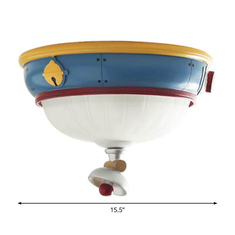 Blu Cupola Soffitto Montato Light Kids 3 Luci Resina Flushmonte Lampada per Bedroom
