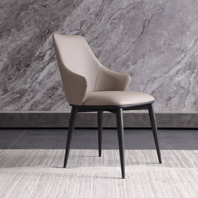 Industrial Style Arm Chair Metal Solid Back Dining Room Chair for Home