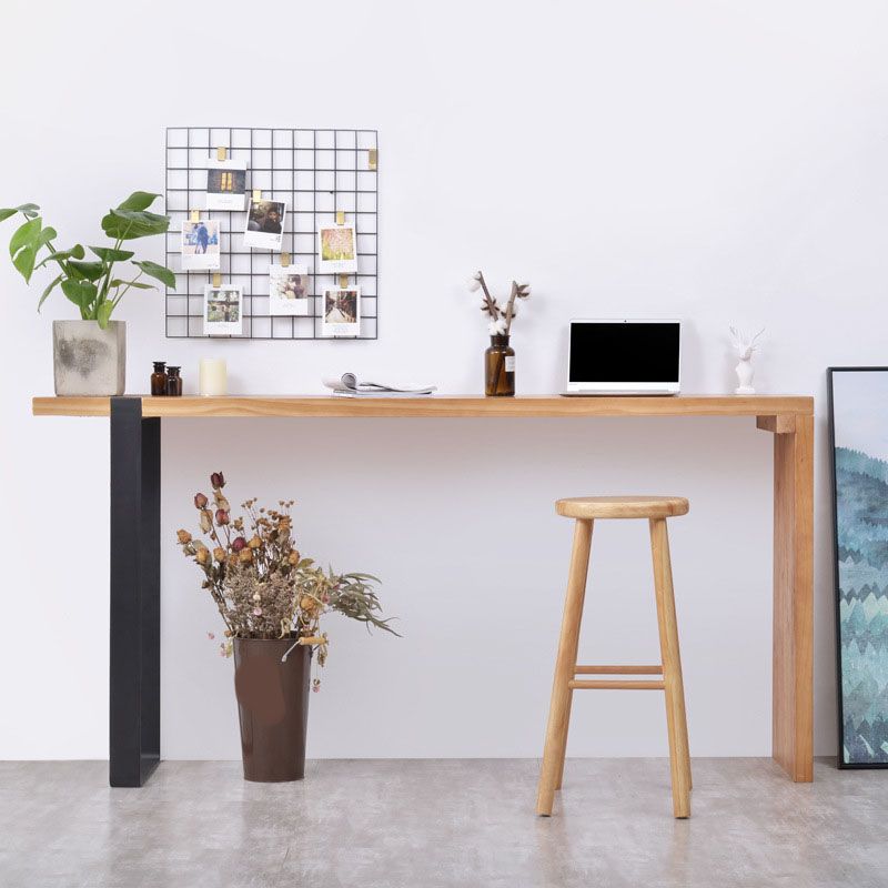 Modern Style Fixed Table Set 1/2 Pieces Solid Wood Rectangle Counter Set