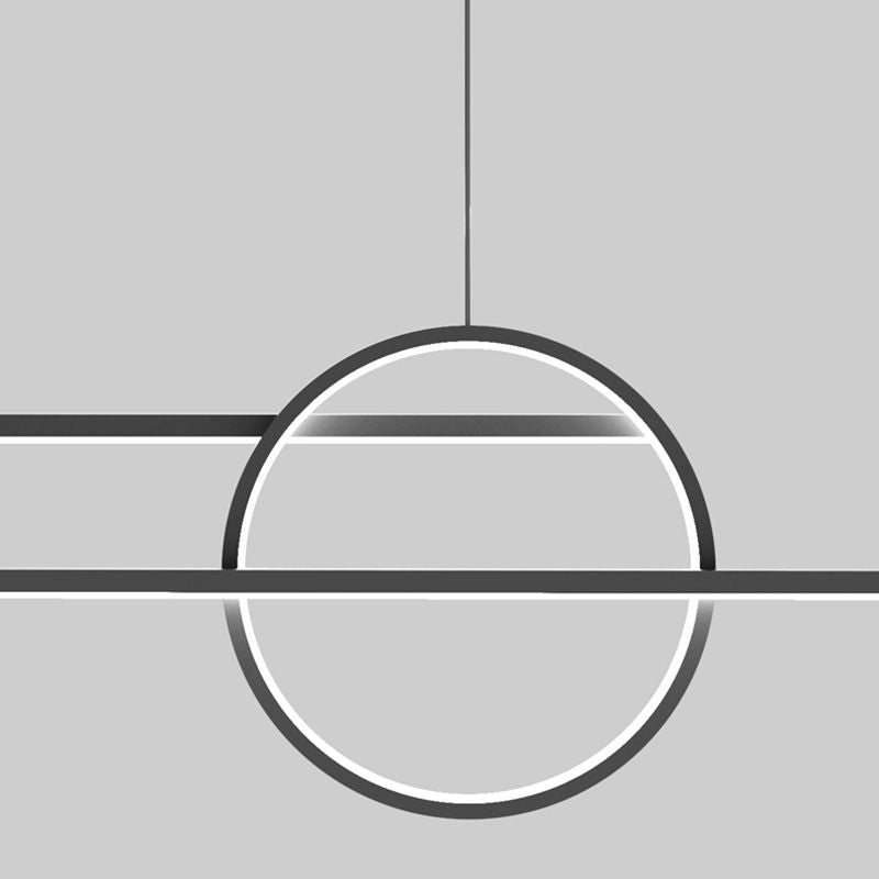 5-Light Geometric Island Lights Contemporary Metal Island Ceiling Light in Black