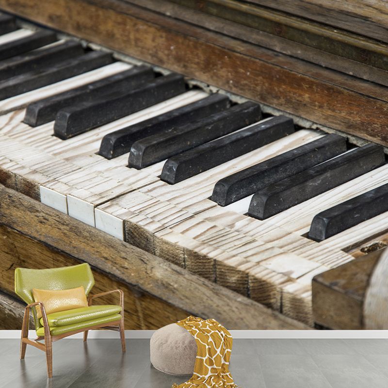 Piano Instrument Wall Mural for Playroom Mildew Resistant Wall Decor, Customized Size Available