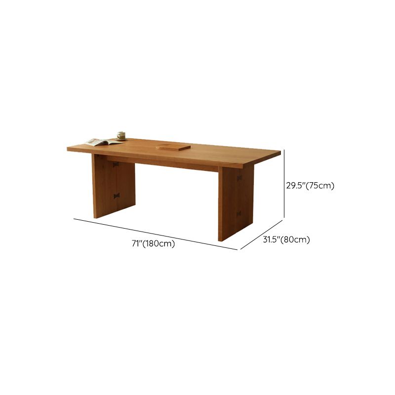 Modern Pine Wood Dining Table with Double Pedestal Base Table for Dining Room