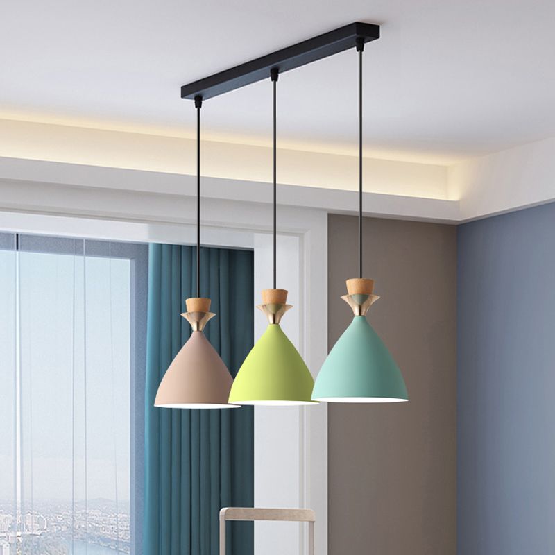 Modern Style Pendant Light Flared Shaped Metal 3 Lights Suspension Pendant