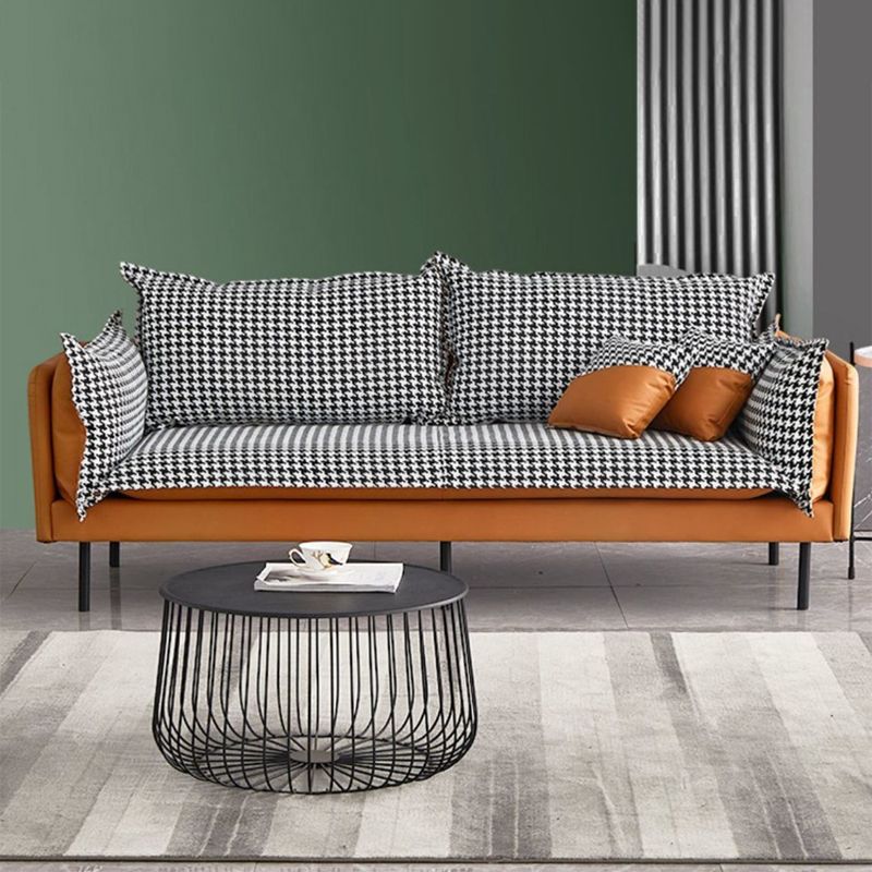 Faux Leather Sofa 33.46" D x 33.46" H Square Arm Sofa for Living Room