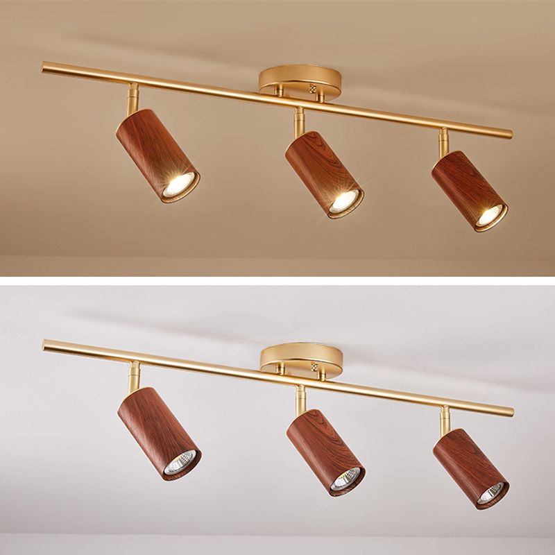 Modern Minimalist Track Lighting Fixtures New Chinese Walnut Color Household Living Room Bedroom Aisle Surface Mounted Spotlight