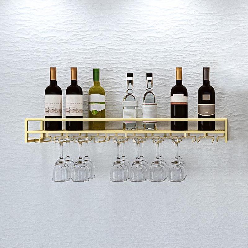 Metal Wall Mounted Wine Bottle & Glass Rack Modern Wine Holder Rack