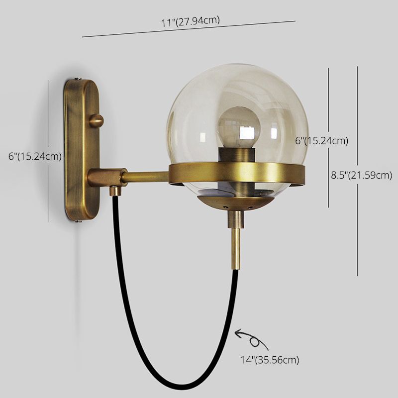 Postmodern sferisch 1 kop glazen materiaal koperen kleur wandlamp