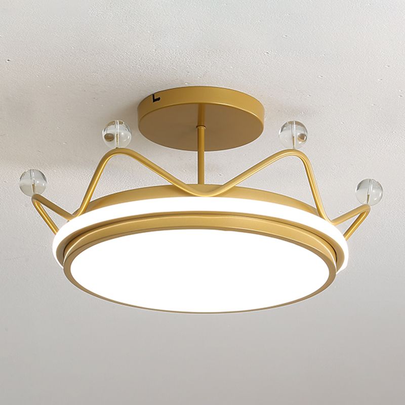 Crown Shape LED Ceiling Lamp Kids Style Iron 2 Lights Flush Mount for Bedroom