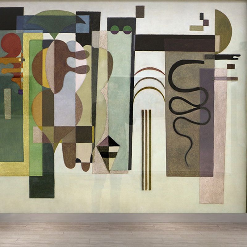 Contemporary Kandinsky Painting Mural Pastel Color Abstract Wall Art for Family Room