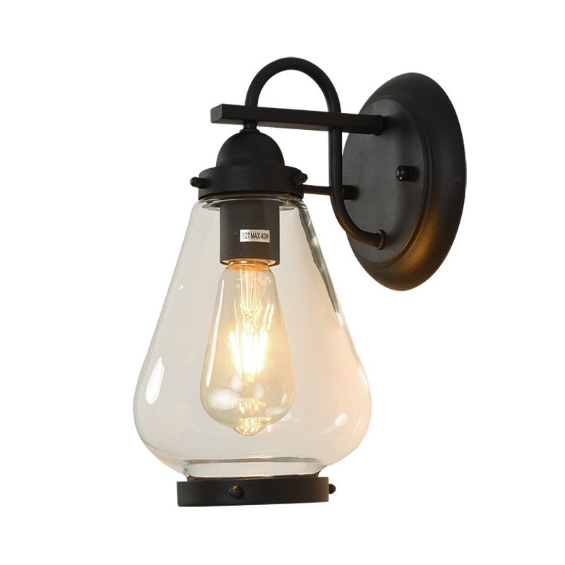Kegelschatten Veranda Wandleuchte Industrieklares Glas 1 hellschwarze Leuchte Lampe