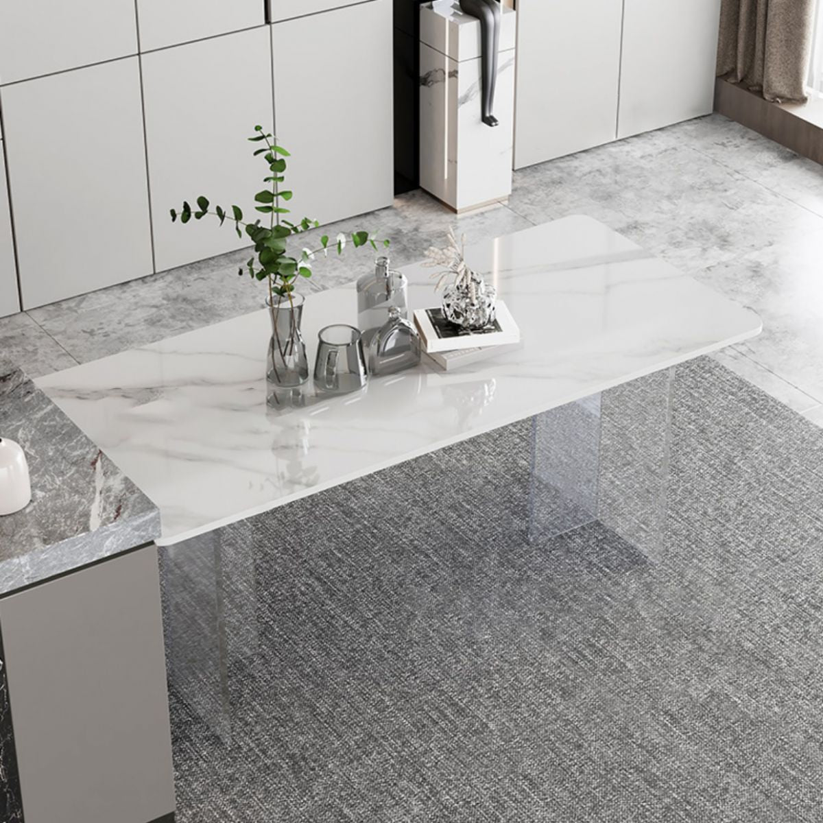 Modern Style Sintered Stone Dining Table Set 1/2/5 Pieces Dining Set