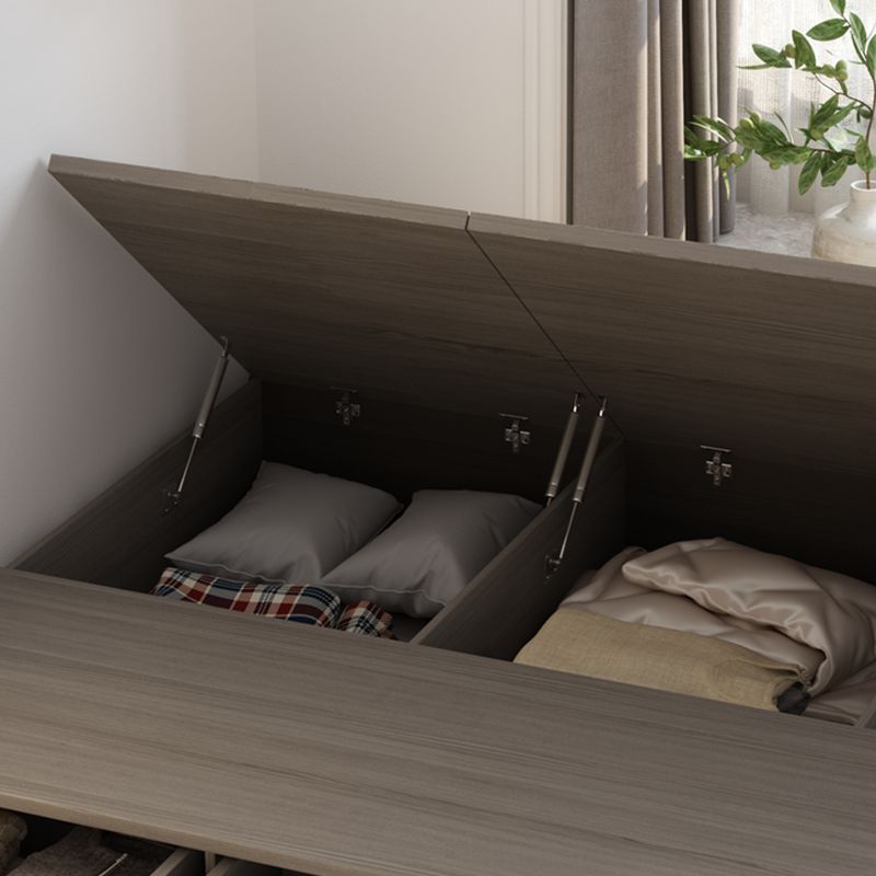 Light Brown Platform Bed Scandinavian 13.77" Tall Bed Frame with Storage Drawers