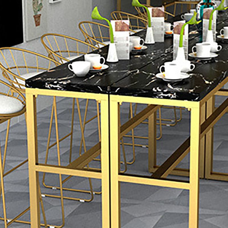 Glam Style Faux Marble Bar Counter Table Rectangle Bar Counter Table for Kitchen