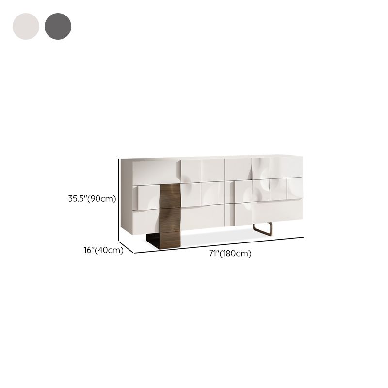 Contemporary Horizontal Double Dresser White/Gray Storage Dresser for Home