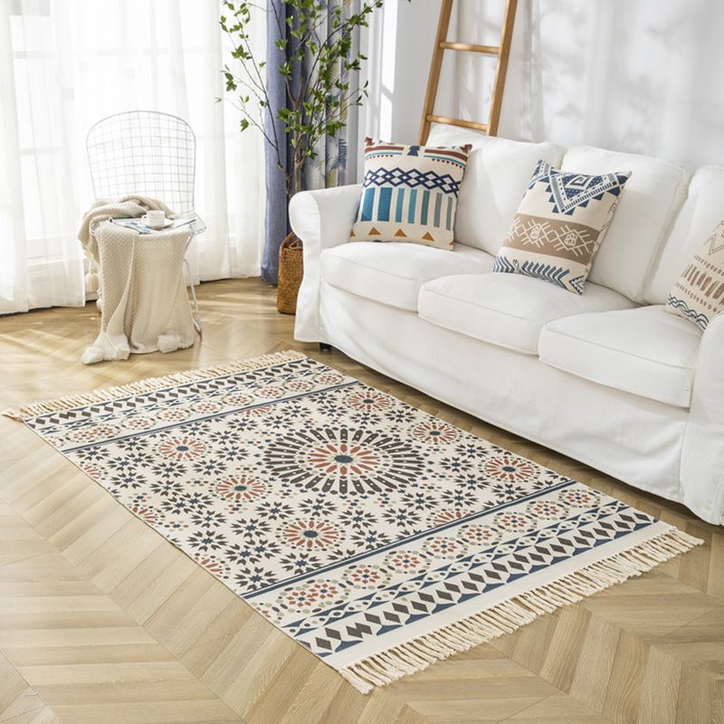 Retro Carpet Ameicana Pattern Cotton Blend Rug Fringe Design Carpet for Home Decor