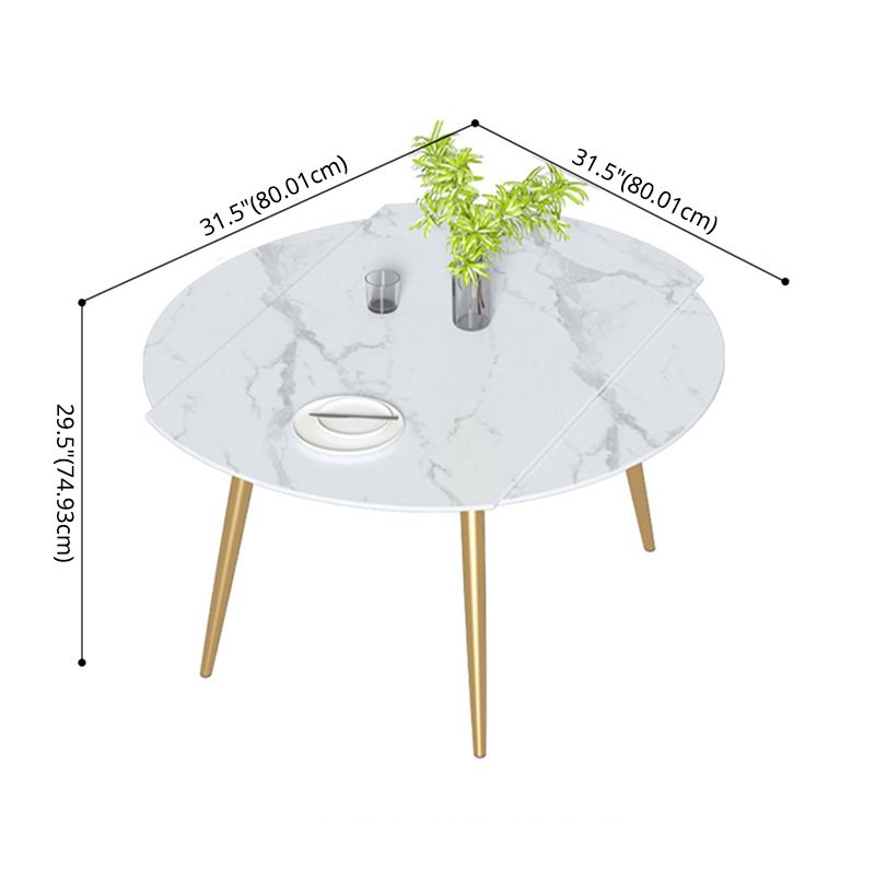 Scandinavian Sintered Stone Top Dining Set Round Table Dining Furniture with Drop Leaf