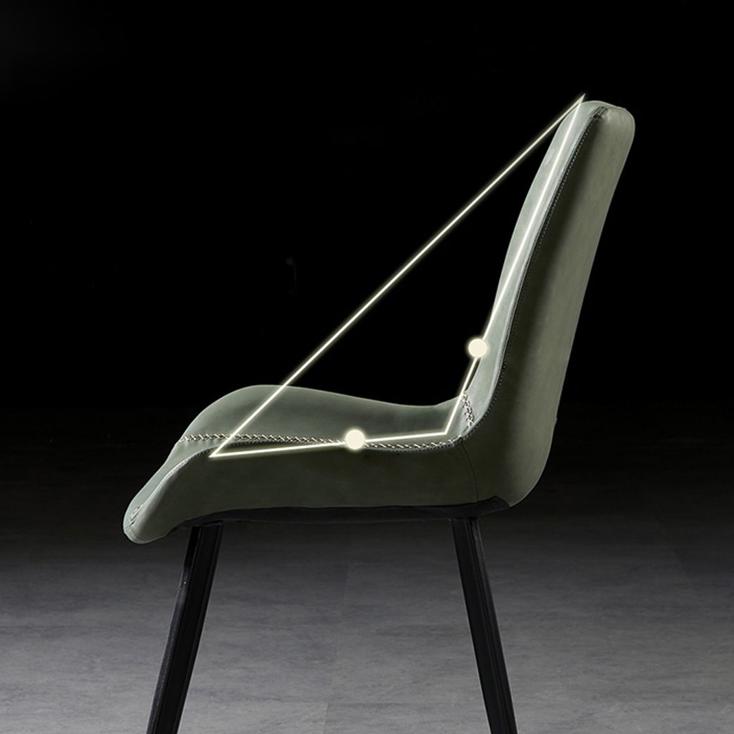 Silla lateral de comedor con respaldo sólido de diseño industrial, brazo de cuero, silla lateral de comedor
