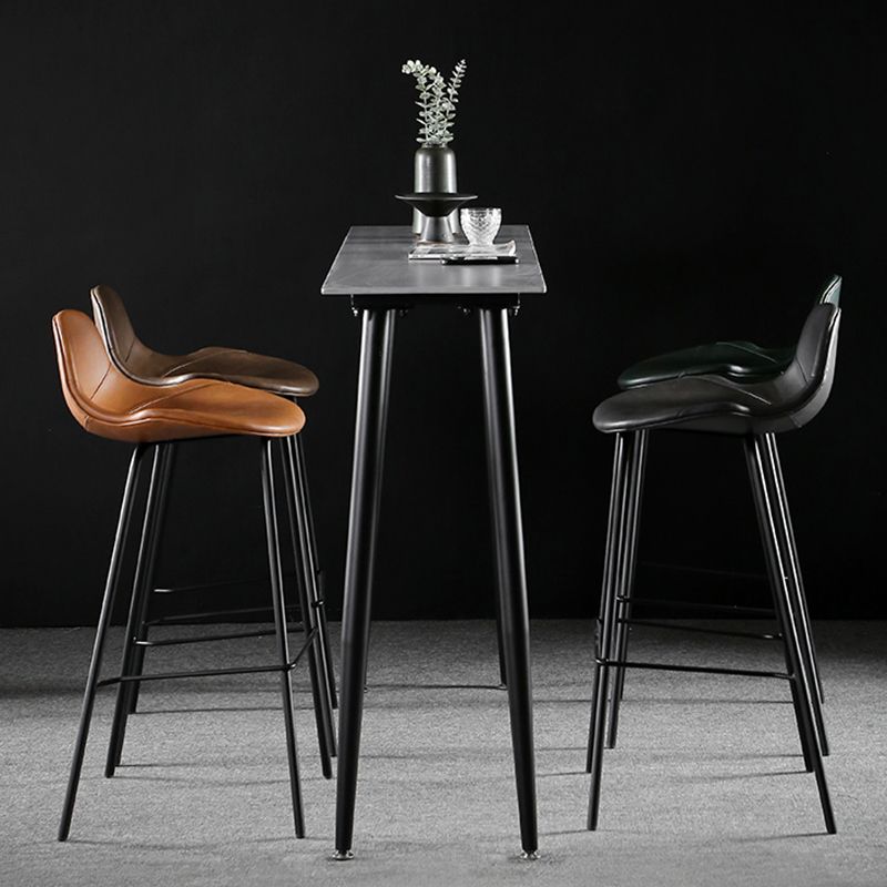 Industrial Style Bar Table Stone Rectangle Pub Table in Gray