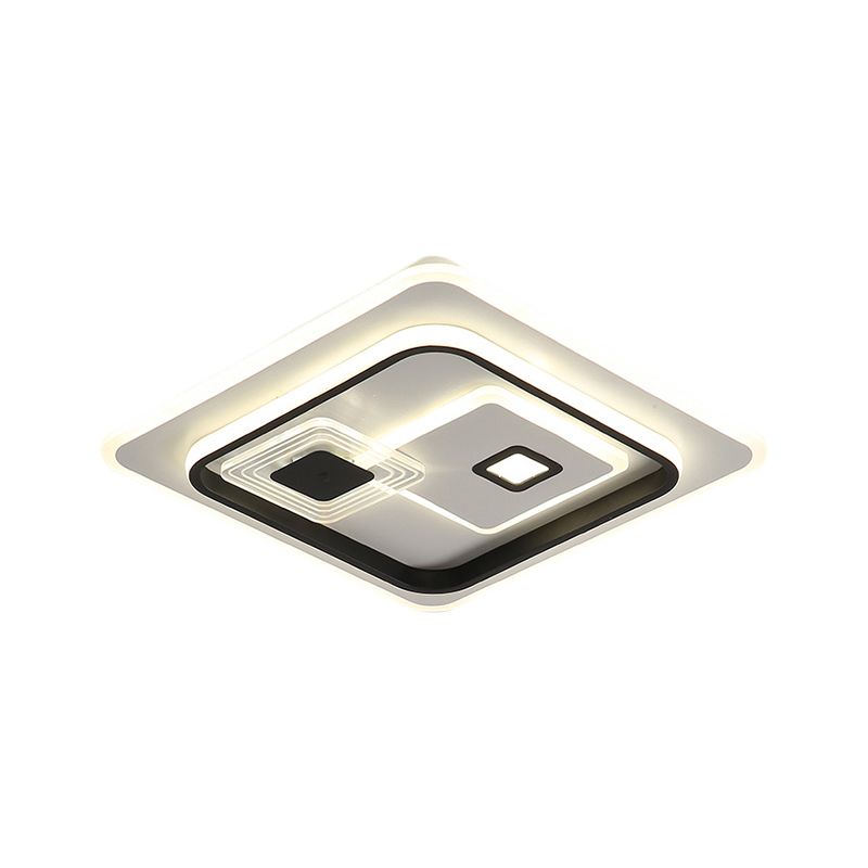 LED Parlor Flush Mount Lamp Minimalism Black Ceiling Flush with Rectangle Metal Shade in Warm/White Light, 16.5"/20.5"/35.5" W