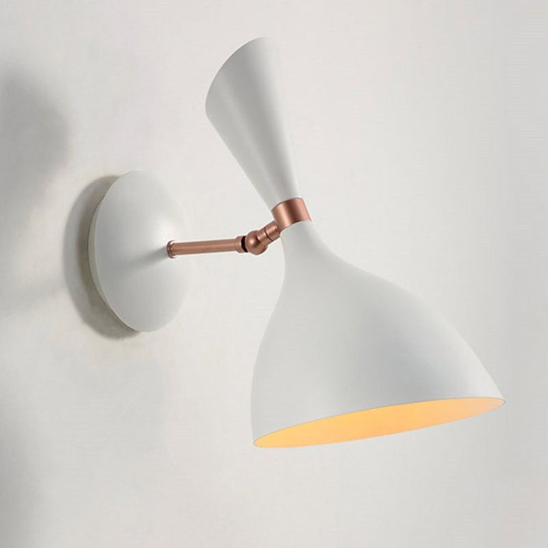 Nordic Macaron Double Cone-Shaped Wall Light Sconce Metallic Wall Light Fixtures for Bedroom