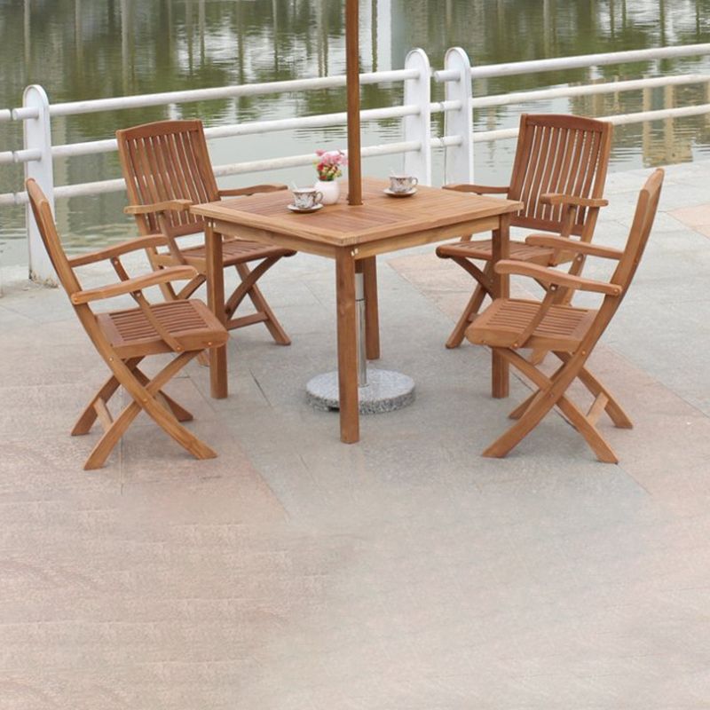 Industrial Solid Wood Dining Table Set 1/5 Pieces Square Dining Table Set for Outdoor