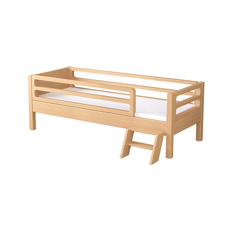 Contemporary Natural Solid Wood Nursery Crib with 4 Guardrail