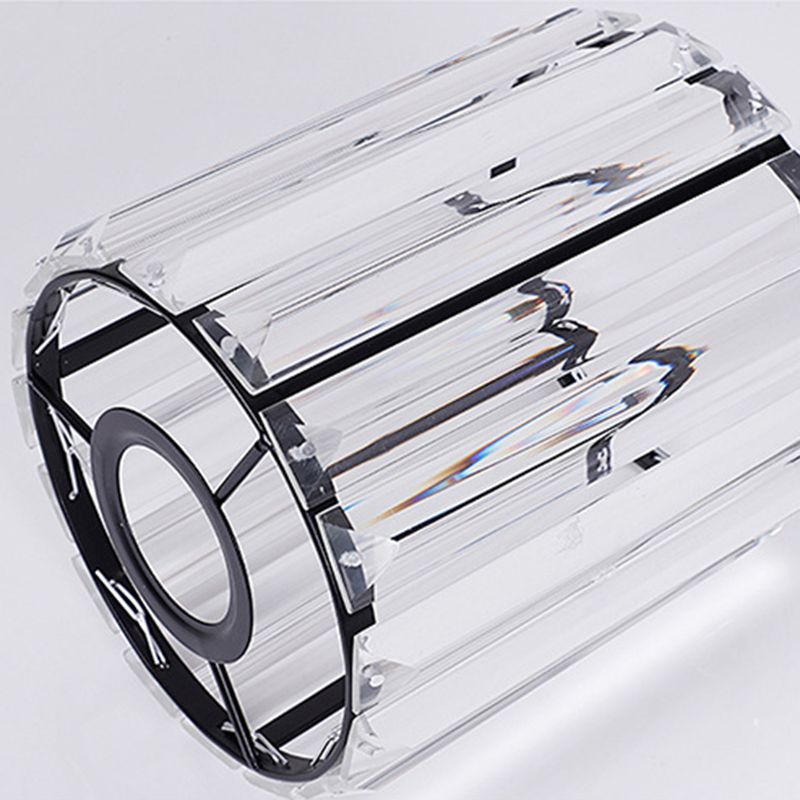 Cilindrische gesuspendeerde verlichtingsarmatuur Minimalistische kristallen trappenhangend plafondlicht in zwart