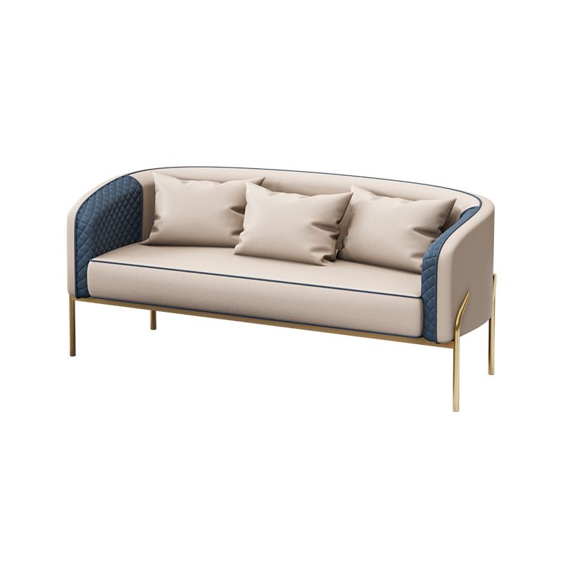 Modern 22.83" Wide Sofa Faux Leather Tuxedo Arm Sofa for Living Room