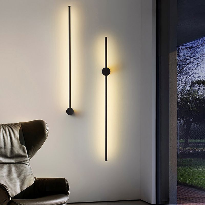 Moderner Stil Minimalistischer Streifen Schatten Wandleuchte Metal 2 Leichte Leuchten in Schwarz für Schlafzimmer
